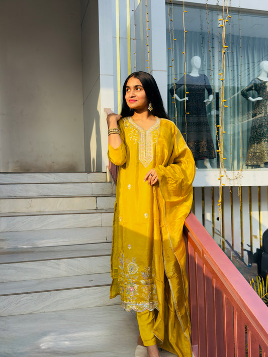 PARTY WEAR YELLOW SALWAR SET