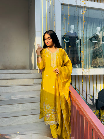 PARTY WEAR YELLOW SALWAR SET